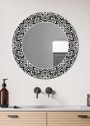 Зеркало на стену с рисунком орнамента, круглое 50см (2003.1)