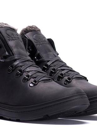 Чоловічі зимові шкіряні черевики polar bear black leather