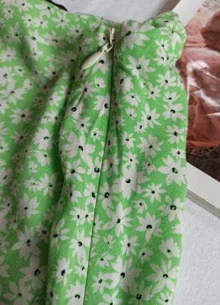 Легкая юбка миди с разрезом/цветочный принт7 фото