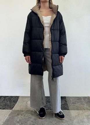 Теплый двухсторонний пуховик, бренд zara. возможен торг