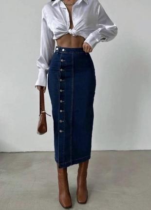 Спідниця юбка джинсова міді1 фото