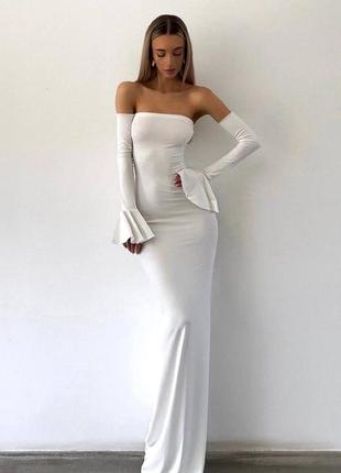 Вечірня сукня максі зі зйомними рукавичками🤍