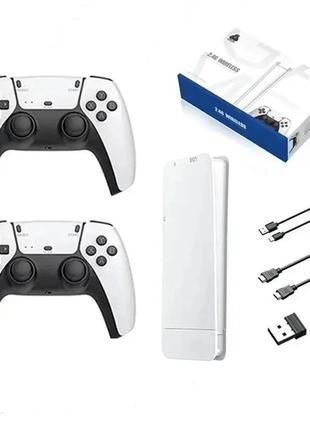 Игровая мини консоль hdmi m15 game stick 4k 64gb 20000 бесплатных игр + два беспроводных контроллера белая ps1