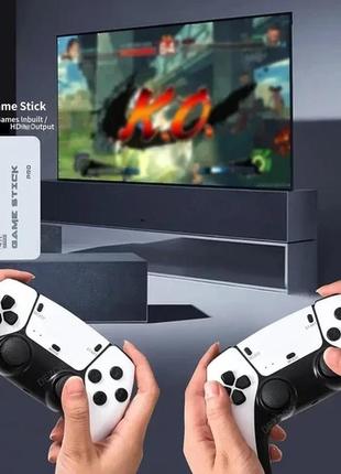 Игровая мини консоль hdmi m15 game stick 4k 64gb 20000 бесплатных игр + два беспроводных контроллера белая ps18 фото