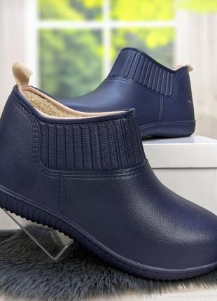 Галоши женские пена на меху dago style темно-синие 4551