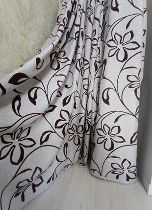 Штори з квітами мішковина з блискучою ниткою+ бархат/ велюр з принтом готовий комплект...