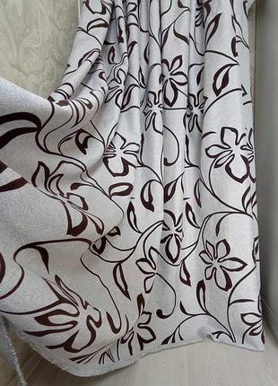 Штори з квітами мішковина з блискучою ниткою+ бархат/ велюр з принтом готовий комплект...