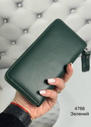 Женский стильный и качественный кошелек из натуральной кожи зеленый2 фото
