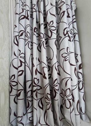 Штори з квітами мішковина з блискучою ниткою+ бархат/ велюр з принтом готовий комплект...