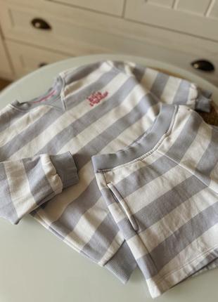 Стильний трендовий костюм комплект набір світшот шорти у смужку для дівчинки 3-4р 98-104см3 фото