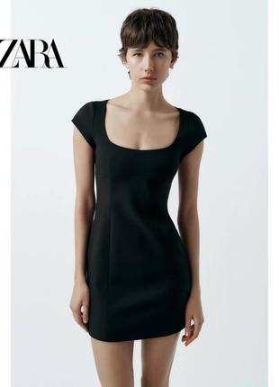 Базове офісне чорне коротке плаття zara приталене плаття зара 2214/777