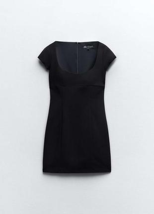 Базове офісне чорне коротке плаття zara приталене плаття зара 2214/7774 фото