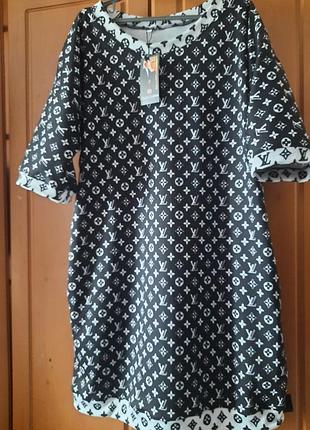 Луї Віттон принт нова туніка сукня оверсайз 58-62рр