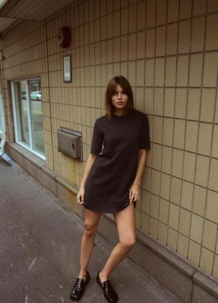 Коротка темно-сіра мʼяка сукня zara new