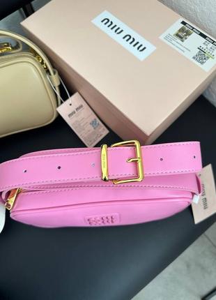 Женская сумка miu miu бежевая / белая / коричневая / розовая4 фото