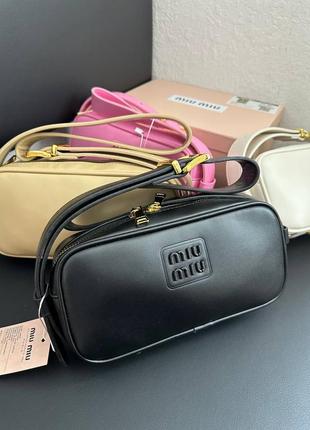 Женская сумка miu miu бежевая / белая / коричневая / розовая8 фото