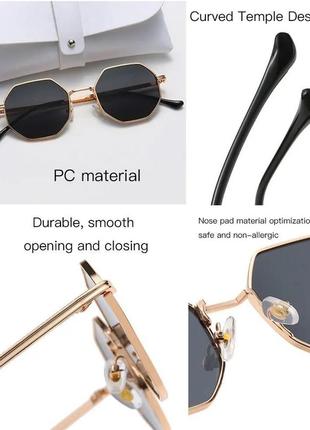 Тренд стильні жіночі чорні сонцезахисні окуляри сонячні очки антиблик металева оправа5 фото