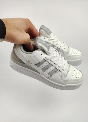 Кроссовки adidas forum white gray10 фото