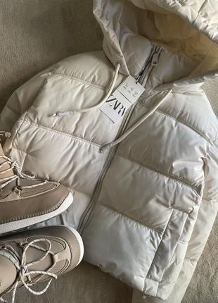 Молочна куртка пуховик пуффер зимова до -20 zara