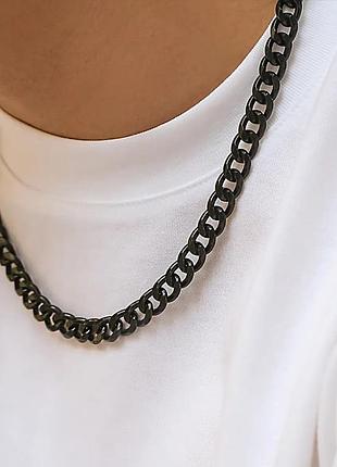 Цепочка мужская крупное звено черная