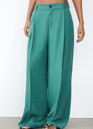 Штани вільного крою із защіпами zara