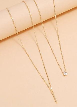 Набор две подвески кристалл палочка цепочки с подвесками комплект