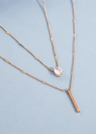 Набор две подвески кристалл палочка цепочки с подвесками комплект