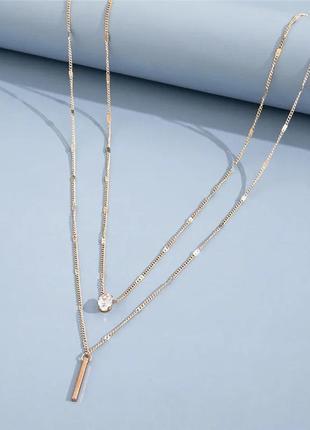 Набор две подвески кристалл палочка цепочки с подвесками комплект