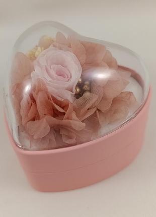 Футляр для каблучки "серце з трояндою" рожевий