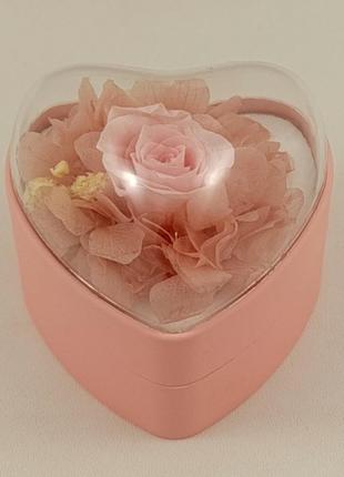 Футляр для каблучки "серце з трояндою" рожевий