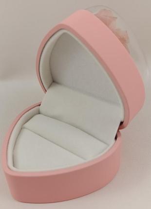 Футляр для каблучки "серце з трояндою" рожевий