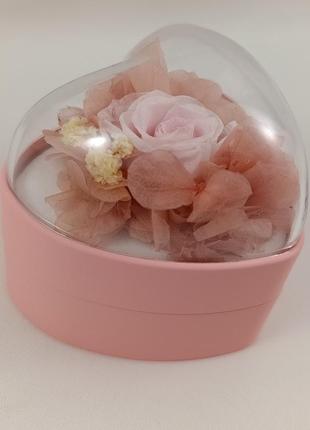 Футляр для каблучки "серце з трояндою" рожевий