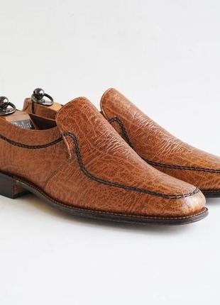 Шкіряні коричневі туфлі лофери grenson (england) розмір 42.5