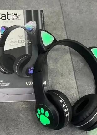Бездротові дитячі bluetooth-навушники з вушками та підсвіткою cat-23m чорний