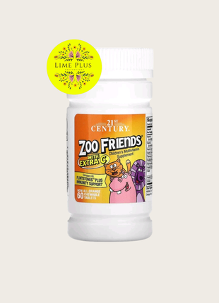 Мультивітаміни для дітей — 60 жувальних таблеток — 21 century zoo friends