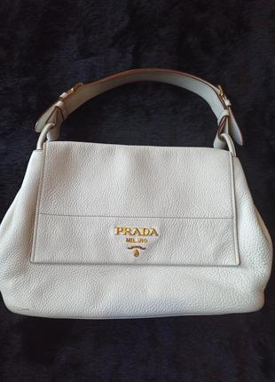 Prada сумка шкіряна теплий білий колір оригінал