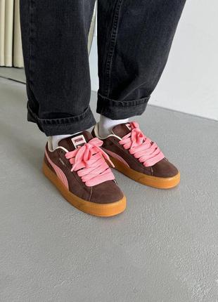 Шикарные кроссовки puma suede xl brown pink