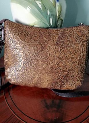 Ексклюзивні шкіряна сумка з тисненням, бронзового кольору