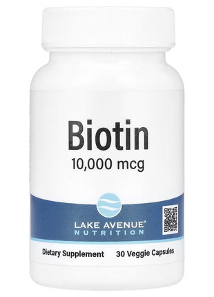 Lake avenue nutrition, біотин, 10 000 мкг, 30 рослинних капсул