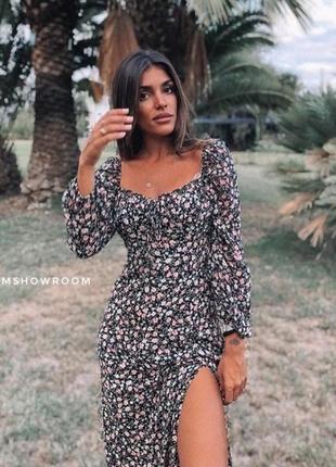 Платье миди в цветы от zara
