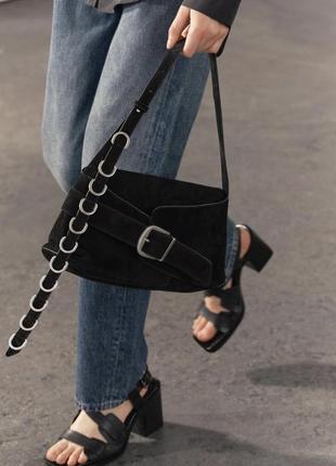 Замшевая сумка с пряжкой zara