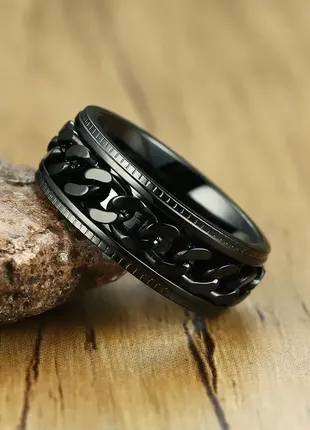Кільце чоловіче з рухомим ланцюгом усередині