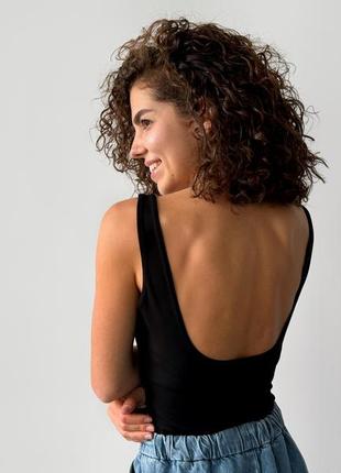 Боді з вирізом на спині чорне