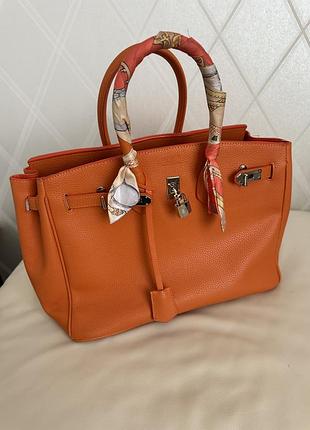 Сумка в стилі hermes помаранчева