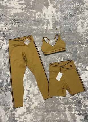 Женский спортивный костюм тройка набор фитнес puma лосины топ велосипедки шорты
