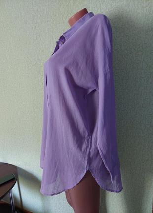 Хлопковая женская рубашка лавандового цвета