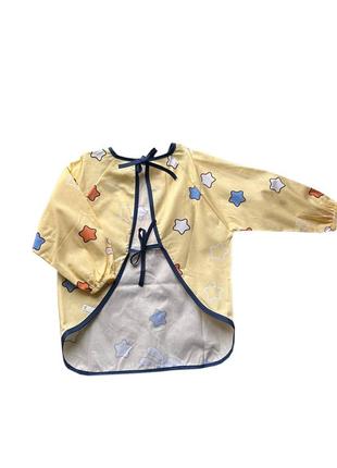 Детский фартук - слюнявчик для кормления и творчества с карманом желтый