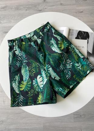 Ever me джинсовые шорты в принт листьев зеленые бермуды1 фото
