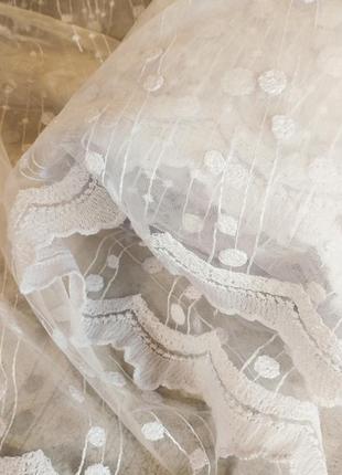 Тюль біла горошком вишита турецька нова в спальню зал гардина занавіска