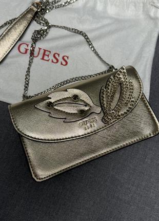 Золотая мини сумка guess